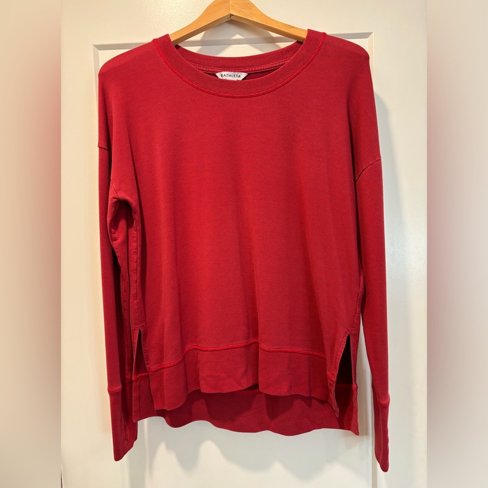 Athleta Coaster Luxe Matador Red Stripe Fleece Medium